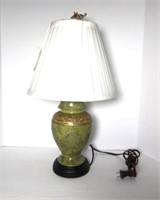 Ceramic Table Lamp on Wood Base