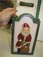 Wood Santa Claus Box with Handle 10&3/8" x 5&7/8"x