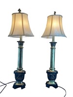 (2) Gold/ Black Painted Tall Table Lamps.