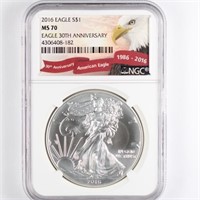 2016 Silver Eagle NGC MS70