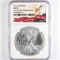 2016 Silver Eagle NGC MS70