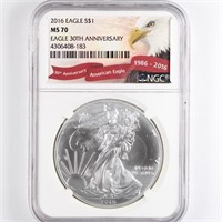 2016 Silver Eagle NGC MS70