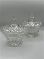 2 Cut Crystal Candy Dishes with Lids