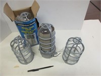 FOUR CARLON METAL CAGE SAFETY LIGHTS