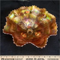 3-Footed Carnival Glass Fruit Bowl