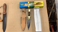 Bowie knife, hunting knife and skinning knife
