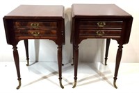 Pair of Antique Drop Side Two Drawer Endtables