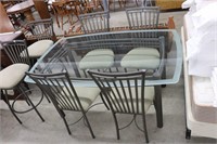 GLASS TOP TABLE AND 4 CHAIRS 64"X42"X30"