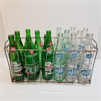 Diet Dr. Pepper & 7-Up Bottles / Metal Wire Crate