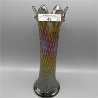 Nwood 10" purple Diamond Point vase w/6 pt. top
