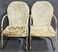 Vintage Pair Metal Chairs 33.5x19.5x18