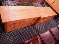 Two two-drawer oak dresser bases, both have been