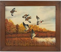 Painting of Ducks in Flight