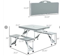 53" Camping Table and Chairs, Foldable with 4 seat