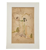 Indian Watercolor Painting Signed Lower Left.
