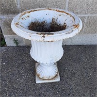 Large White Cast Iron Planter