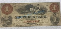 1878 Southern Bank of Georgia, one dollar note