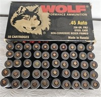 50 Rounds .45 Auto Ammo by Wolf  (back room)