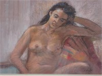 Max Stiebel, Female Nude Study, Pastel on Paper