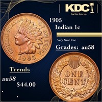 1905 Indian Cent 1c Grades Choice AU/BU Slider