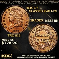 ***Auction Highlight*** 1835 Classic Head half cen