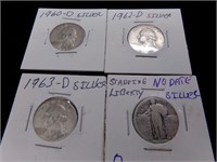 1960-1962-1963d and standing Liberty quarters
