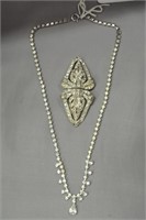 Vintage Rhinestone Necklace & Dual Purpose Brooch