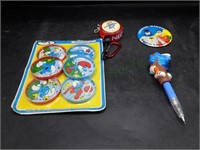 Batman Button, Smurfs & NED YoYo