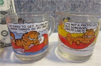 2 Garfield Glass clear Coffee Mugs