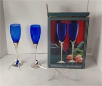 1993 Insilco SP Cobalt Blue Glass Goblets U7A