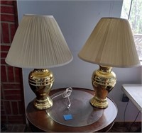 PAIR OF BRASS LAMPS