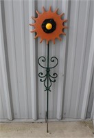 Wrought Iron Flower Yard Art - Burnt Orange