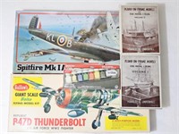 (2) Large Model Airplane Kits, (2) Books on Models