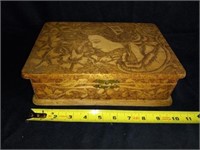 Carved wooden glove box