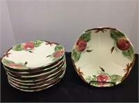 Eight French Majolica Apple Plates, 8 1/2"