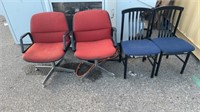 Four metal base chairs
