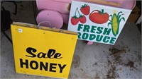 Fresh Produce & Honey Sale Signs