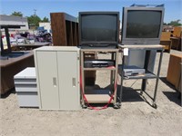 (2) TV's and (2) Assorted Filing Cabinets