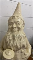 30” Tall 12” wide Ceramic Gnome holding beer