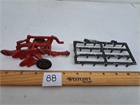 Vintage Cast Iron Plow & Rake Silk Toys