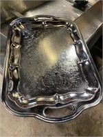 2 heavy stainless plated server trays