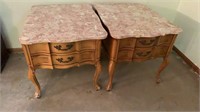 Marble top end tables (2) 27x22x22.5h
