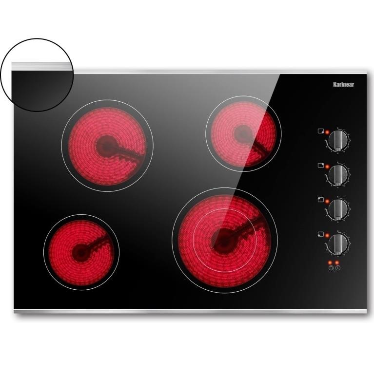 Karinear 30 Inch Electric Cooktop 4 Burners, Knob