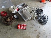 MISC LOT WITH PANS AND ROPE