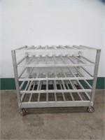 4 TIER ALUMINUM DOUBLE WIDE RACK ON WHEELS