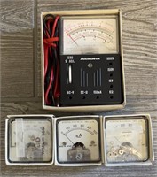 Vintage (3) Ammeter & (1) Multi Tester