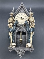 Unique Skeletons Wall Clock w/ Swinging Spine Head