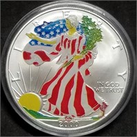 2000 1oz Silver Eagle Colorized BU In Capsule