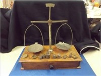 Antique Precision Balance Scale in Wood Case