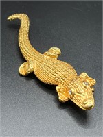 Large Goldstone Alligator brooch pin